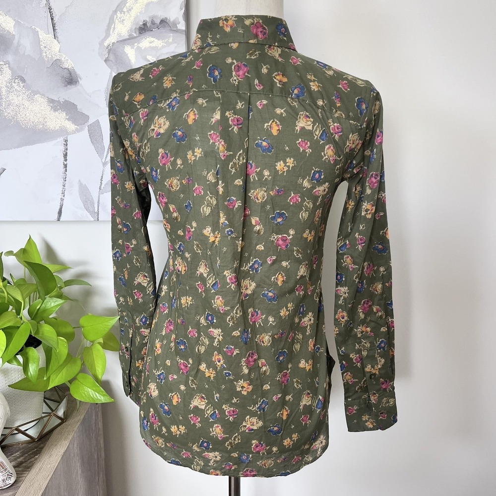 Lauren Ralph Lauren Button Up Top Womens Petite XS Floral Long Sleeve Cottage - Picture 5 of 7